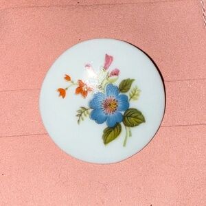 Floral Porcelain Brooch with Multicolor Design